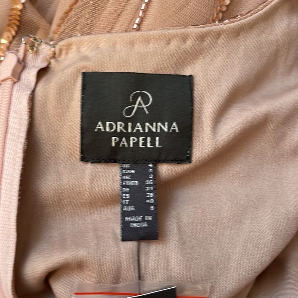 ADRIANNA PAPELL SHORT SLEEVE BLOUSON BEADED GOWN IN ROSE GOLD - Picture 12 of 14